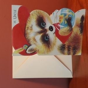 UNUSED, Vintage 1940s Norcross (Flocked) Birthday Card for Uncle